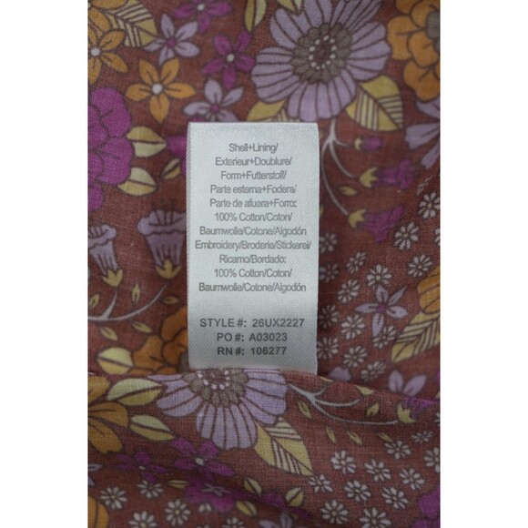 Hale Bob Floral Smocked Peplum Blouse Long Sleeve Cotton Size XL - Picture 4 of 5